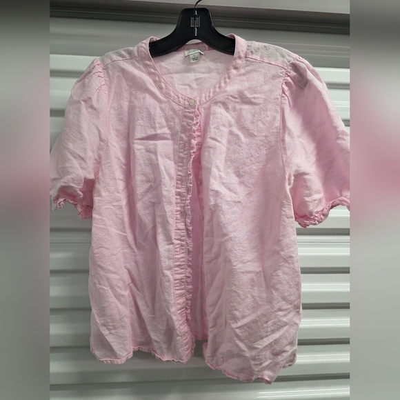 J. Crew Tops - J. Crew Pink Blouse Size Large